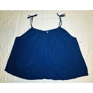 OLD NAVY Tie Shoulder Cami Swing Loose Flowy Tank Top Navy Blue SIZE 4X NWT
